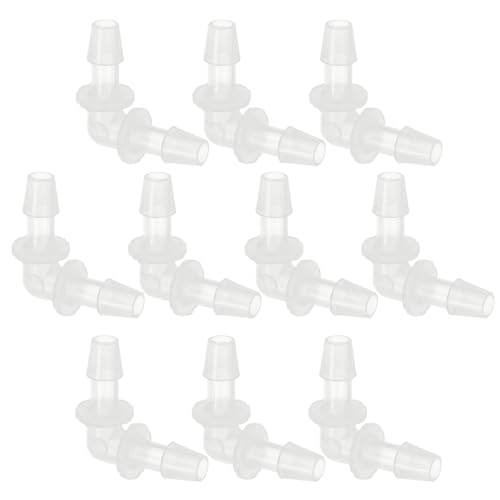 PATIKIL 1/4" Plastic Hose Barb 90 Degree Elbow, 10 Pack L-Barb Fittings 2 Way Equal Barbed Joint Connector Splicer Mender Hose Adapter Union Adapter for Aquarium Fuel Gas Liquid Air - size: 0.25 Inch