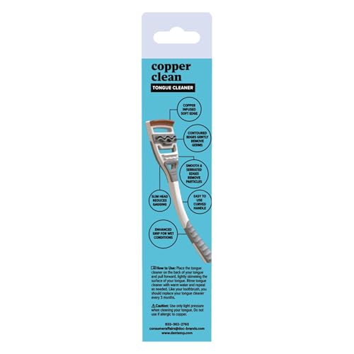 Dentemp Tongue Scraper with Copper Infusion - Bad Breath Eliminator and Oral Care Tool - Ergonomic Handle Design (2 pack)