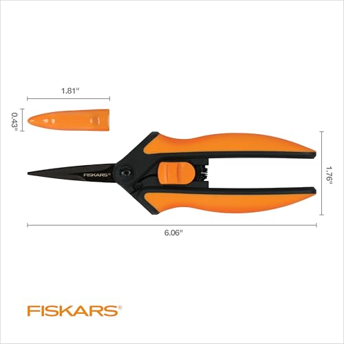 Fiskars 6" Pruning Scissors for Flowers, Buds, Weeds and Small Plants, Garden Snips with Resin Resistant Nonstick Stainless Steel Blades, Gardening Trimmers with Comfortable Handle - style: Pruning Snips (Non-Stick)