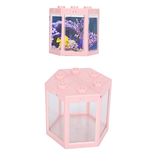Mini Plastic Fish Small Hex Fish Portable Desktop Aquarium Fish Bowl for Office Home Decor