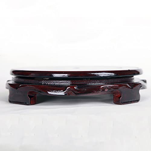 GOLDY&WENDY Round Wooden Non-rotating Base Handmade Home Decor Vase Plant Fishbowl Buddha Statue Display Stand Pedestal - color: No, size: 2.4'' inside diameter