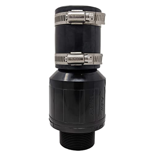 PumpSpy Threaded Quiet Sump Pump Check Valve with 100% Stainless Steel Clamps Included - Threads Directly into the Pump's 1-1/2" NPT Discharge to Connect it to a 1-1/2" Pipe - Model CV-150T - size: 1.5 Inch