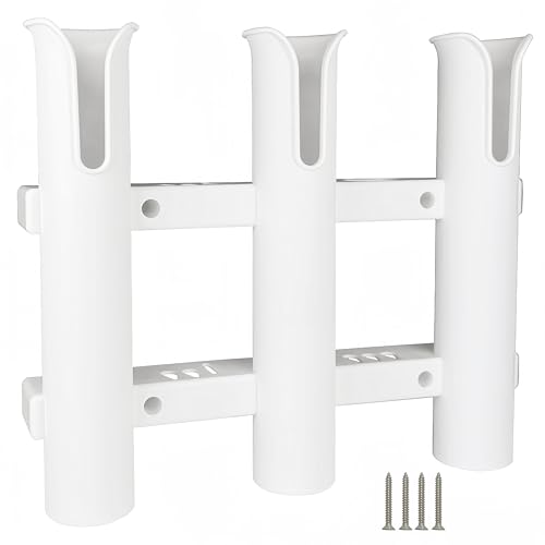 HiUmi Wall Mounted Fishing Rod Holders Tubes Links Fishing Rod Holder Rack Rests (3-Pole-White) - color: 3-pole-white