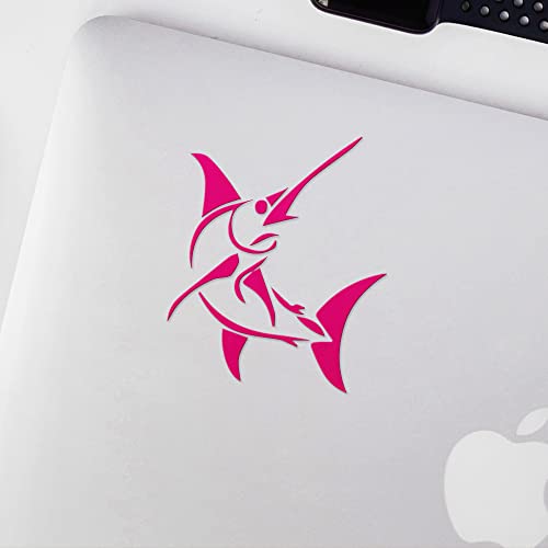 2 Pcs - Decal Stickers of Stylized Marlin Fish (Pink) Premium Waterproof Vinyl Decal Stickers for Laptop Phone Accessory Helmet Car Window Mug Tuber Cup Door Wall Decoration ANDSKUS512502PI070722 - color: Pink, size: 4.8'' x 5.6''