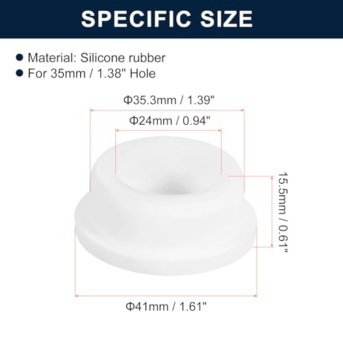uxcell 4Pcs White Plug Holes, Waterproof Rubber Button Plug for 35mm / 1.38" Hole - size: 35mm