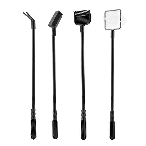 YOUTHINK 4 in 1 Aquarium Cleaning Tool Set Fish Tank Cleaner Brush with Net Shovel Clip for Fish Tank Maintenance Aquarium Gravel Cleaner Pump