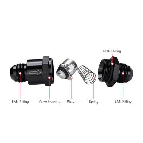 8AN Non Return One Way Inline Check Valve Fitting Aluminum Black - size: 8AN