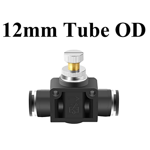 Beduan 12mm x12mm Tube OD Air Flow Control Valve with Push-to-Connect Fitting Speed Controller Union Straight SCF-12 (Pack of 2) - size: 12mm Tube OD(2Pcs)