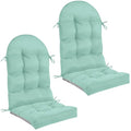 Geelin 2 Pcs Outdoor Patio Chair Cushion Thick High Back Adirondack Chair Cushion Tufted Weather & Fade Resistant Anti-Slip Outside Rocking Chairs Pads with Ties, 44 x 19 x 4 Inch (Light Green) - color: Light Green