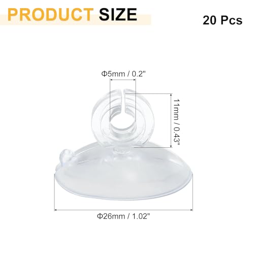 uxcell 20Pcs Aquarium Suction Cup Clips, 5mm Airline Tube Holders Clamps Cup Holder Sucker Tube Suckers for ID Airline Tubing Fish Tank, Clear