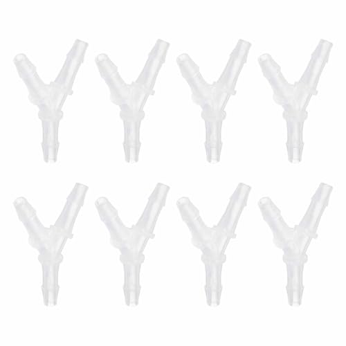 MECCANIXITY 8pcs Plastic Hose Barb Fitting, 3/16" x 3/16" Y Shape Tee Barbed Hose Pipe Fitting Splicer Mender Joint Adapter for Water Liquid Fuel Line Tube, Clear - size: 3/16" x 3/16"