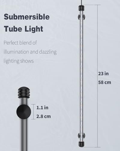 Pawfly 8 W Aquarium LED Light 23 Inch Underwater Fish Tank Light with Timer Auto On/Off Fish Tank Background Light with 8 Lighting Modes Submersible Multi-Colored Tube Light for Decoration - color: PRO (Timing Function), size: 23 Inch
