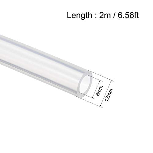 uxcell Silicone Tubing 5/16"(8mm) ID x 1/2"(12mm) OD 6.6ft(2m) Silicone Rubber Tube Air Hose Pipe for Pump Transfer Clear - size: 8mm x 12mm