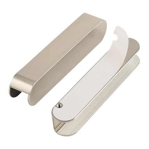 Modern Self-Adhesive Cabinet Handles, No Drill Drawer Pulls, Black and Silver, Peel and Stick Installation, Dresser Door Hardware (5, C-Brushed Nickel, 5 inch) - color: C-Brushed Nickel, size: 5 Inch