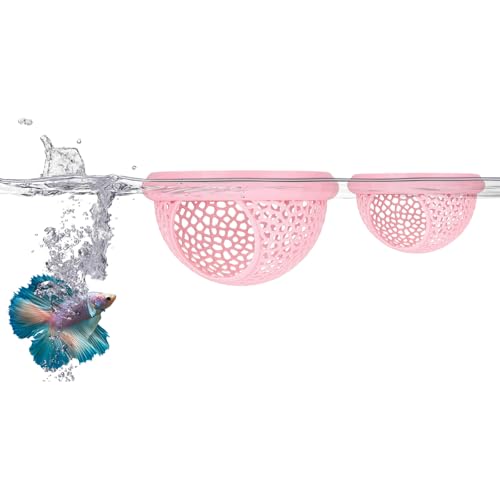 2Pcs Floating Betta Hammock Shrimp Shelter Betta Shrimp Feeder 3D Printed Fish Tank Accessories (S/L, Pink) for Small Aquarium Safe Rest - color: Pink