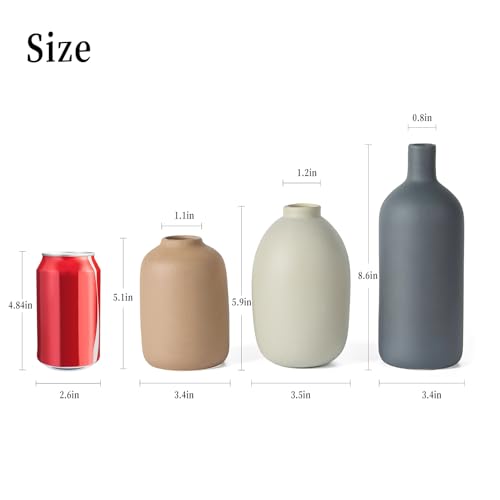 Ceramic Vase Set of 3,Neutral Modern Vases for Bouquet Pampas Grass Dried Fresh Flowers,Rustic Home Decor for Living Room,Bedroom Entryway - color: Neutral Set of 3