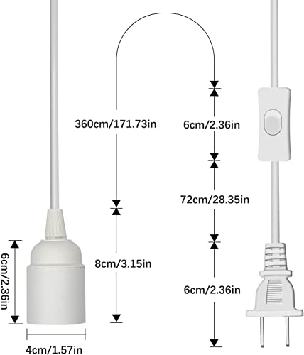 Hanging Light Cord 2-Pack Pendant Light Cord Lamp Kit 15FT Extension Hanging Lantern Pendant Lamp Cord Cable E26/E27 Lamp Kit DIY Plug in Hanging Light Kit with Switch for Bedroom Plant Growth Light - color: E27 Hanging Socket