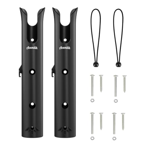 Aventik Tube Fishing Rod Holder Bracket Wall Mounted Boat Side Mount Tool Holder Tube Links with Screws 1/2/3/4/6 Pole Tube Fishing Rod Holders - color: 2-Pole Black