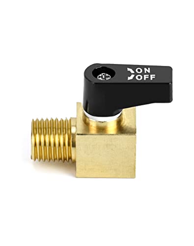 QWORK Air Compressor Valve, 2 Pack, Brass Mini Ball Valve, 1/4 in. NPT Male x NPT Female Shutoff Valve