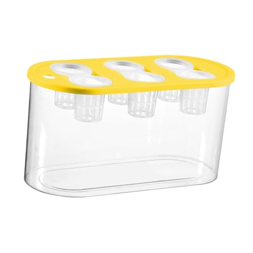 Hydroponic, Hydroponic System, Planting Container, 6 Holes, Indoor Tabletop Mini Aquarium for Plants and Fish, Yellow - color: Yellow