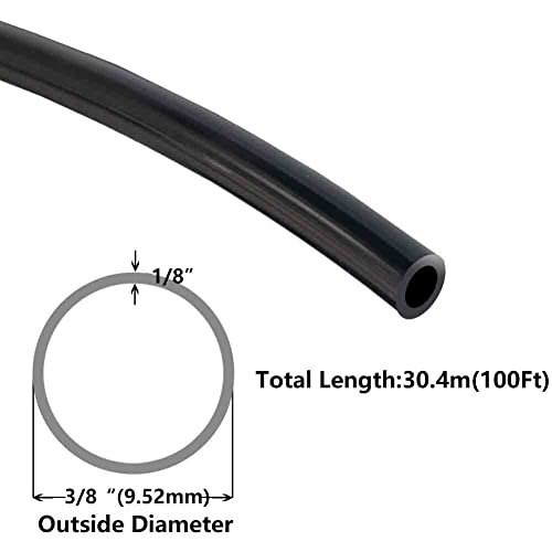 Beduan Pneumatic Nylon Tube 3/8"OD 100ft SAEJ844 Air Line Nylon Hose Tubing for Air Brake System or Fluid Transfer Black - color: Black, size: 3/8"OD 100FT
