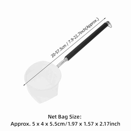 20-57.5cm Stainless Steel Adjustable Aquarium Fish Shrimp Net with Wall Hook Expandable Fishing Net for Tank Cleaning and Hexapod Catching - style: Black Round Net
