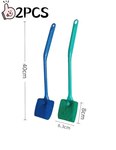 2PCS Double Sided Sponge Brush Cleaner, Long Handled Fish Tank Brush, Aquarium Cleaning Tools，Fish Tank Glass Cleaner， Suitable for Glass Aquariums and Home Kitchens
