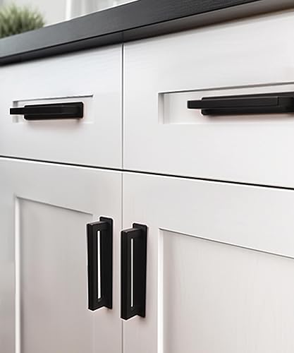 RVPEKUPE 2-Pack Adhesive Cabinet Handles Stick On Handle Self Stick Drawer Pulls No Drill Cabinet Pulls for Cabinet Closet Glass Sliding Shower Door Handle - 6", Black - size: Overall Length 6"