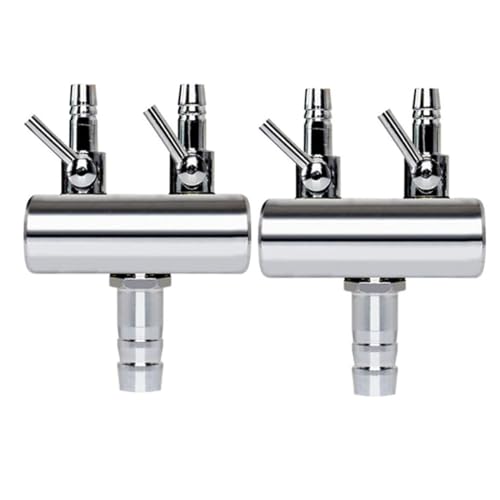 2Pcs 2-Way Air Flow Control Lever Valve with Airline Tubing Connector for Aquarium, Fish Tank