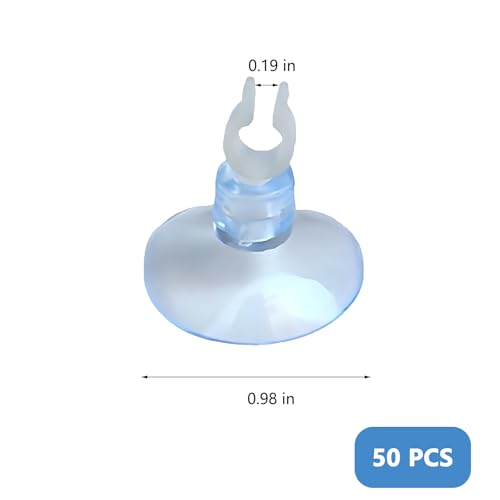 50Pcs Aquarium Suction Cups with Clips Airline Hose Holders for Tubing Small Clear Cup Clamps for Fish Tank Air Line Mini Heater Tube Holder Clamp Clips for Aquarium Air Accessories 3/16
