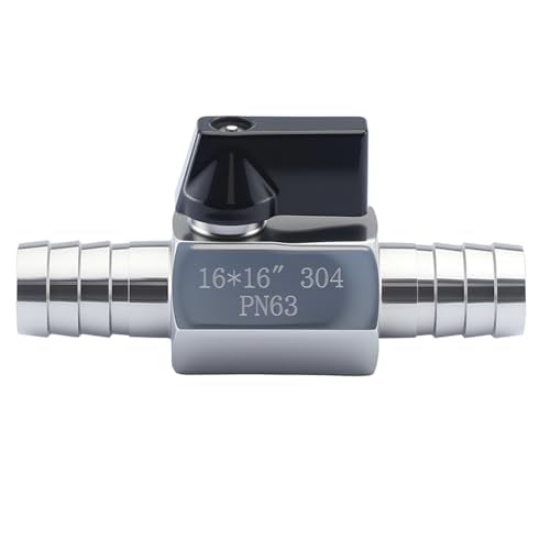 5/8″ Hose Barb Ball Valve, 304 Stainless Steel Mini Fuel Shut Off Valve,Heater Hose Shut Off Valve for Water Gas Fuel Drip Irrigation and Aquariums - size: 5/8″ Hose Bard