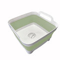 9L (2.4Gal) Dish Basin Collapsible with Drain Plug , Space Saveing Kitchen Storage Tray Dish Wash Basin, Portable Dish Tub, Foldable Dishpan for Camping ,RV,Green - color: Light Green