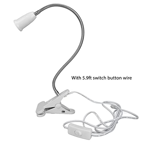 ciciglow Light Bulb Holder,Flexible Wire Neck 360° Adjustable E27 Light Socket,Light Stand with Switch 11.8In Cable Clip Lamp Clamp Light Socket Clamp Lamp Fixture for Aquarium Plant Grow and Reading