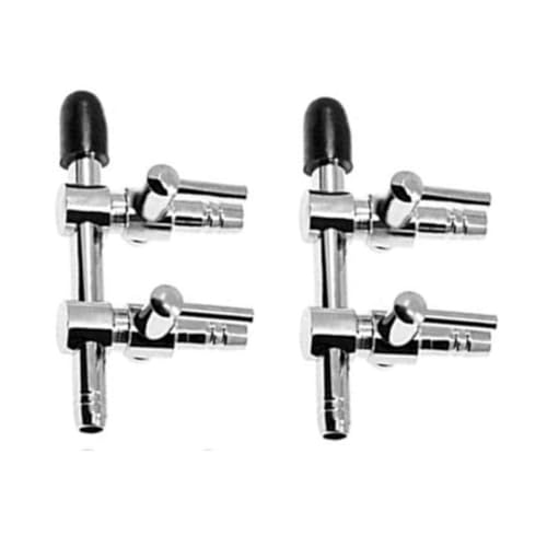 Aquarium air pump splitter, 2-Way air flow control valve,Metal stainless steel control valve for pump accessories 2Pcs