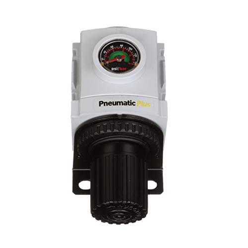 PneumaticPlus PPR Series Compressed Air Pressure Regulator - Embedded Gauge & Bracket Included (3/8" NPT) - size: 3/8" NPT
