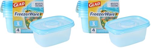 Glad Food Storage Containers, Small Rectangle, 24 Ounces | Freezerware | 4 Count Set | Pack of 2 - size: 4 Count (Pack of 2)