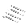 4-Pack 5" Stainless Steel Tweezers, Precision Serrated Straight and Curved Tip for Cooking/Crafts/Terrarium (Non-Slip) - size: 5inch Straight and Curved Tip