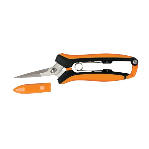 Fiskars Curved Micro-Tip Pruning Snips - 6" Garden Shears with Sheath and SoftGrip Handle - Yard and Garden Tools - Orange/Black - style: Pruning Snips (Curved)