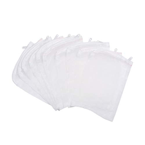 Aquarium Filter Media Bag - 10 Pcs Durable Nylon Fine Mesh with Zipper for Koi Pond, Canister, Fish Tank Filter, Pellet Carbon, Bio Balls, Ceramic Rings (6 x 8 Inch)