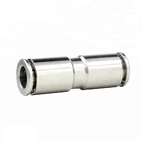Beduan Push to Connect Fitting 3/8" OD Nickel-Plated Copper Pneumatic Air Fitting Straight Union Tube Connector (Pack of 5) - size: 3/8" OD, style: 5 Pieces