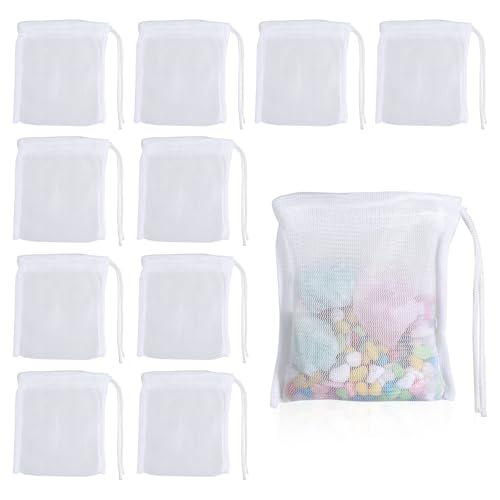 QfwdfcTrenz 10PCS Aquarium Filter Media Bags for Activated Carbon, 4" X 3.5" Mesh Filter Bags for Aquarium, Carbon Filters Bag for Aquariums, High Flow Aquariums Mesh Media Filters Bag