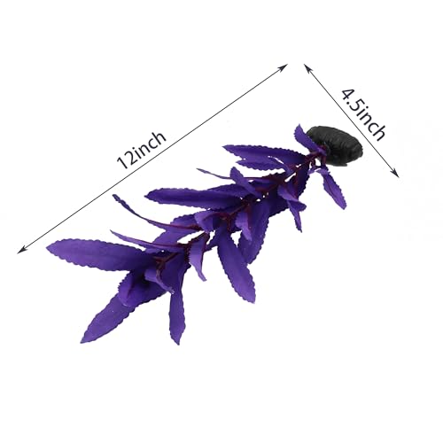 2-Pack 12 Inch Aquarium Silk Aquarium Plants, Artificial Plastic Plant for Small Tank, Goldfish, Fish Hides (Purple, 12 Inch)