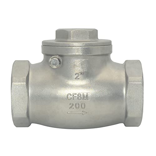2" Stainless Steel SS316 Swing Check Valve,NPT Female x Female Thread,WOG 200 PSI PN16 CF8M - size: 2 Inch