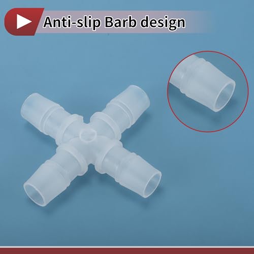 Plastic Hose Barb Fitting 9/16" OD Barb Cross 4 Way Pipe Connector Clear 10 Pcs - size: 9/16"OD