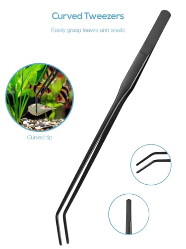 Aquascaping Tool Set for Aquarium Care, Includes Curved Scissors, Tweezers, Spatula & Fish Net, Perfect for Small Aquariums and Plant Maintenance