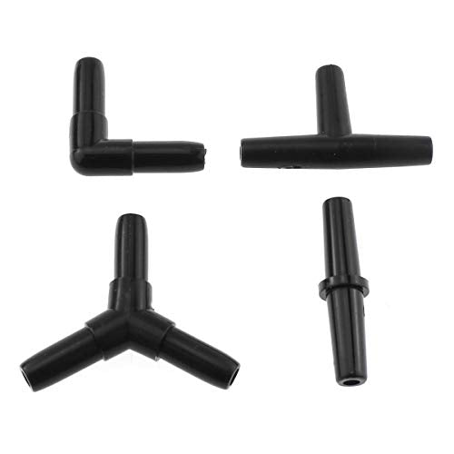 DGZZI Aquarium Air Valve Connector 48PCS 4Type Black Plastic Air Valve Connectors Splitters for Fish Tank 3/16 Air Line Air Pump