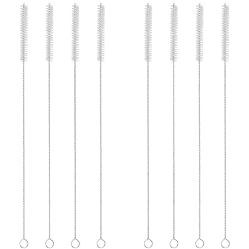 Drinking Straw Cleaning Brushes Set 17" Extra Long 1/2" Extra Wide Pipe Tube Cleaner Nylon Bristles Stainless Steel Handle - 17" x 1/2" (12 mm) - Set of 8 - style: 8 Count (Pack of 1)