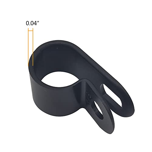 Cable Clamp R-Type Cable Clip Wire Clamp 3/8" Nylon Screw Mounting Cord Fastener Clips with Screws for Wire Management - Black - 50 Pcs - size: 3/8" Black
