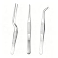 3pcs Stainless Steel Tweezers Set, Precision Straight & Curved Tips for Gardening, Plants, Reptile Feeding, Kitchen & Crafts (Silver)