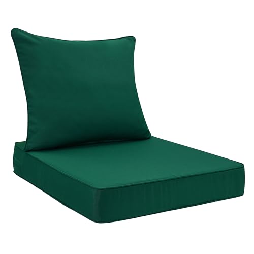 FUNHOME Outdoor Seat Cushion Set 24 x 24 x 4 Inch,Water Resistant Outdoor Chair Cushions for Patio Furniture,Thick Deep Seating Pads for Outside Chair Sofa Couch, Dark Green - color: Dark Green